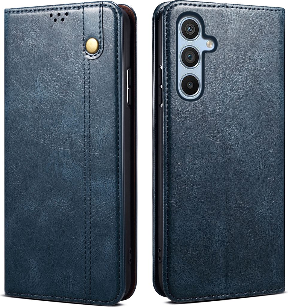Hülle für Samsung Galaxy M55 Leder Brieftasche Schutzhülle mit Standfunktion Blau