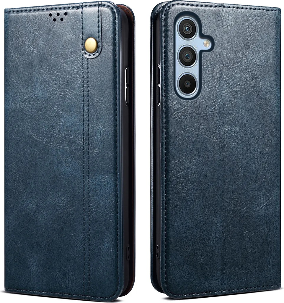 Cover Samsung M15 Portafoglio Stand - Custodia Antiurto Blu Pelle