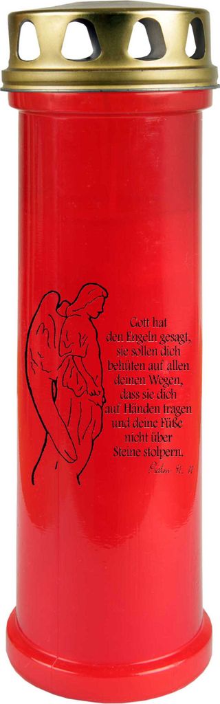 Grabkerze Rot, Brenndauer: 100 Stunden ( 4 Tage ), Motiv: Engel