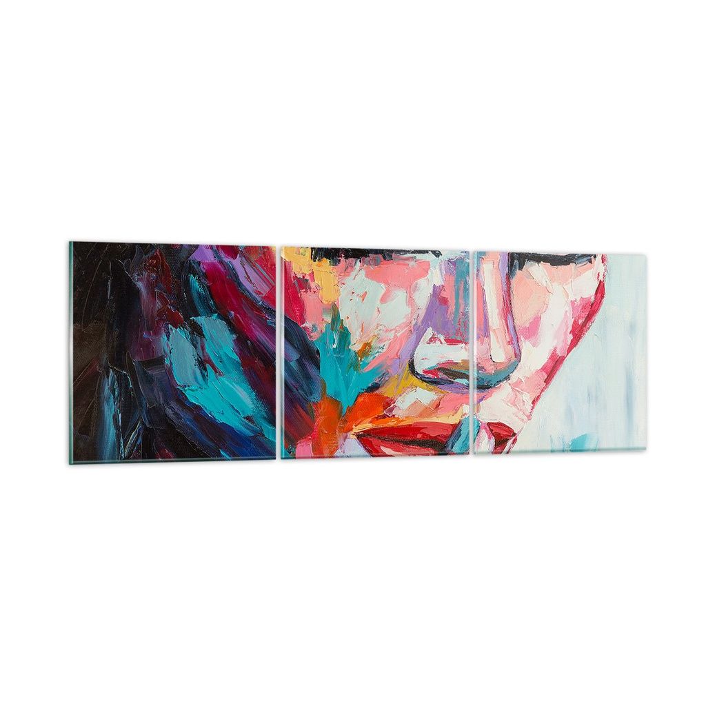 Bilder auf glas - Mädchen Gesicht - 120x40cm - Glasbilder - Wandbilder - Kunstdruck - zum Aufhängen bereit - Wanddekoration aus Glas - Glas Bilde...