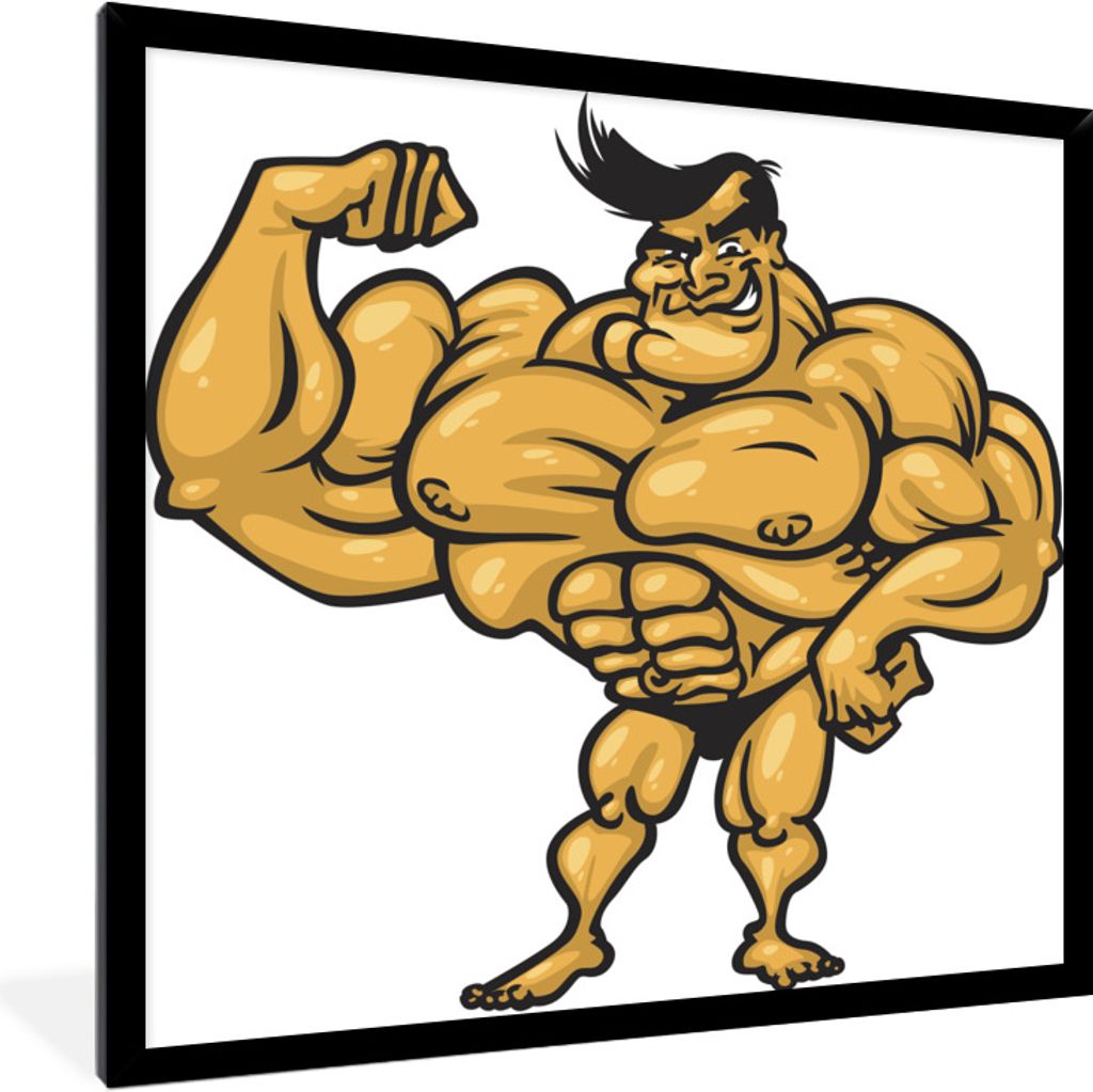 MuchoWow Gerahmtes Poster Eine Illustration eines Bodybuilders 40x40 cm - Poster mit Schwarzem Bilderrahmen Wandposter Rahmen Foto Bilder - Mit R...