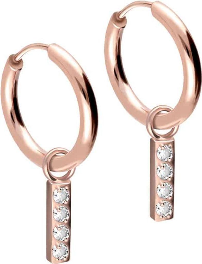 Chirurgenstahl Ohrclicker Creolen KRISTALLBALKEN RoséGold Innendurchmesser: 12mm + Designstärke: 1,6mm