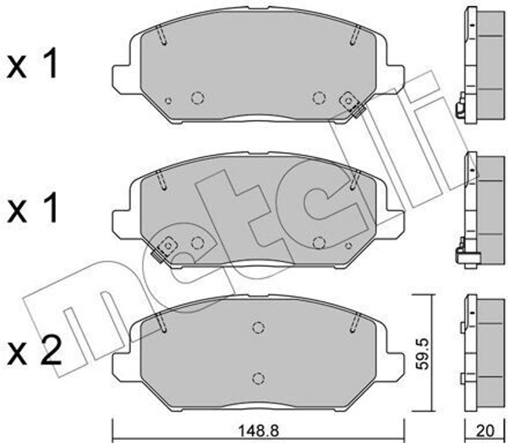 METELLI Bremsbeläge Satz Vorne Bremsklötze für HYUNDAI i30 Schrägheck (PDE, PD, PDEN) 22-1163-0