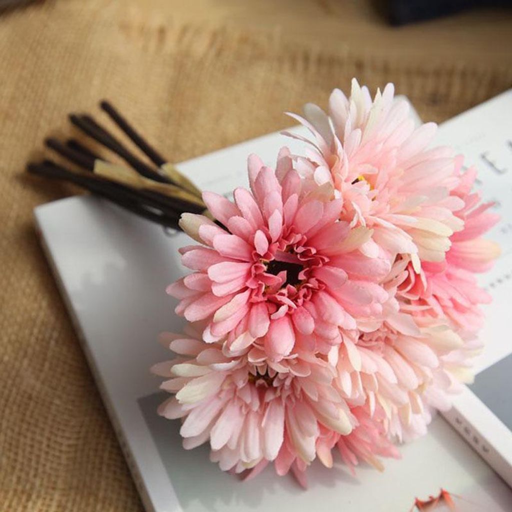 Künstliche Blume Bouquet Silk Fake Gerbera Daisies Blumen für Haus Hochzeit Dekoration