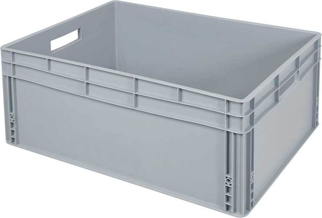 Eurobehälter mit Durchfassgriffen, LxBxH 800 x 600 x 320 mm, 130 Liter, grau