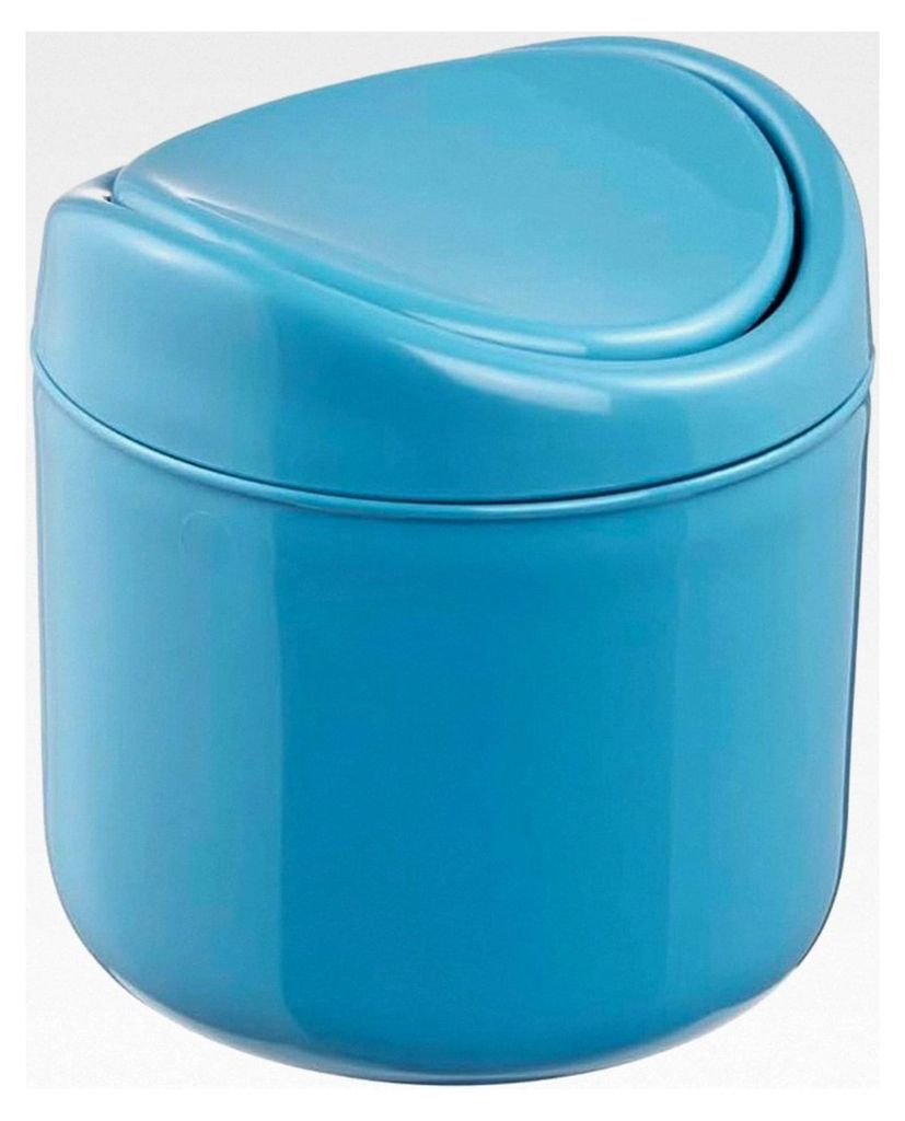 -Abfalleimer mit Schwingdeckel, 1,3 l, Tischmülleimer, Blau