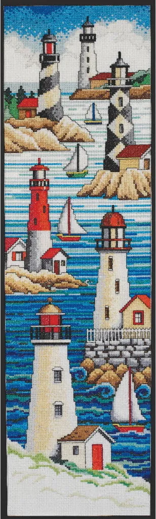 Kit point de croix compté Phare Janlynn 15x53cm avec diagramme très lisible