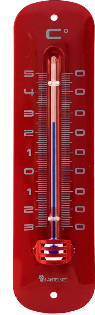 Gartenthermometer 19cm Metall Retro in Rot Außen Garten Innen Analog Thermometer Temperaturanzeige von -30 bis +50°C Außenthermometer