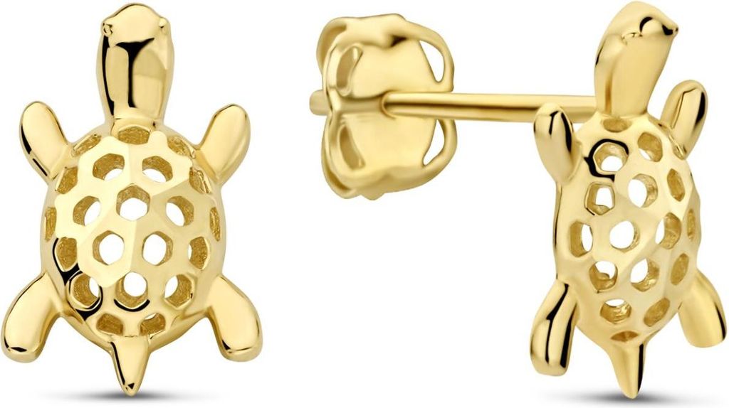 New Bling - 9NBG-0862 - 14K geelgouden Oorknoppen – Schildpad – Dames Oorbellen