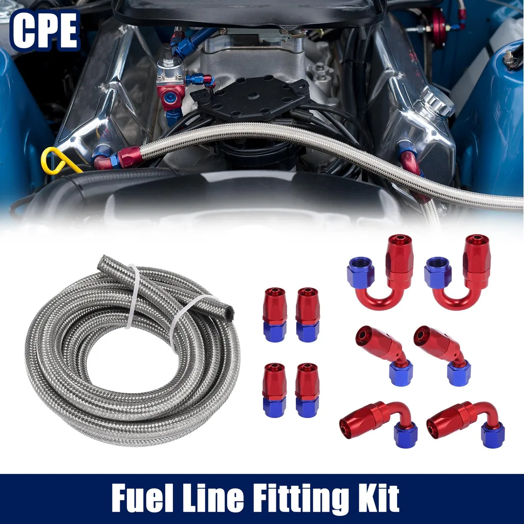 Tuyau de Carburant Tressé 10ft avec Kit de Raccords AN6 pour Automobile