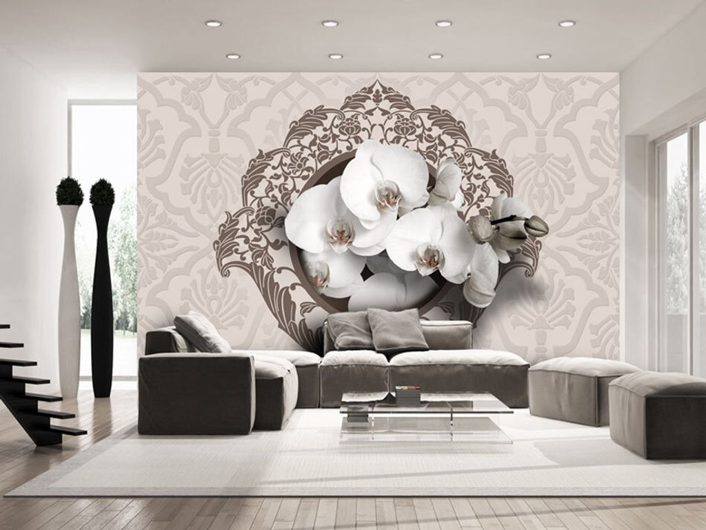Vlies Fototapete 350x256 cm Tapeten Wandtapete XXL Blumen Orchidee Ornament b-A-0198-a-b