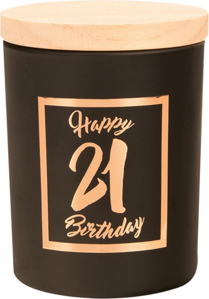 Duftkerze, klein, rosa/schwarz – 21 Jahre