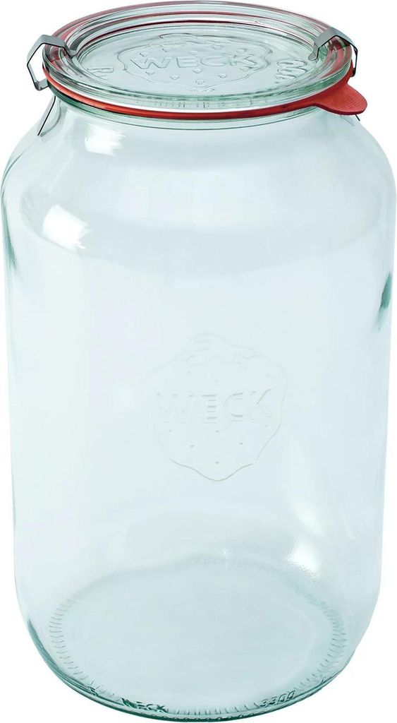 WECK ZYLINDER zylindrisches Gefäß mit Deckel, Dichtung und 2 Verschlüssen 3000 ml 4 Stück
