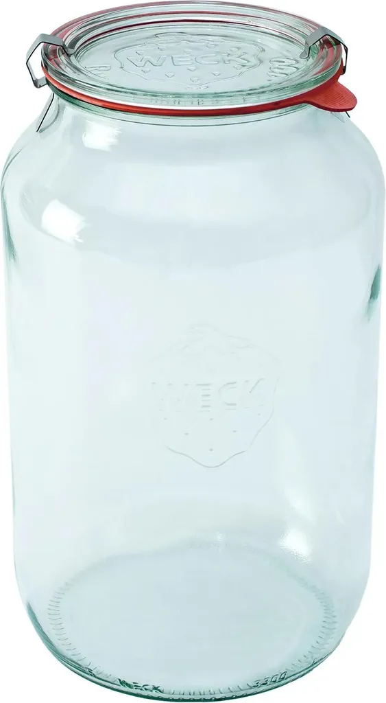 WECK ZYLINDER 3000 ml Set 4 Pezzi: Vasi in Vetro con Coperchio e Clip