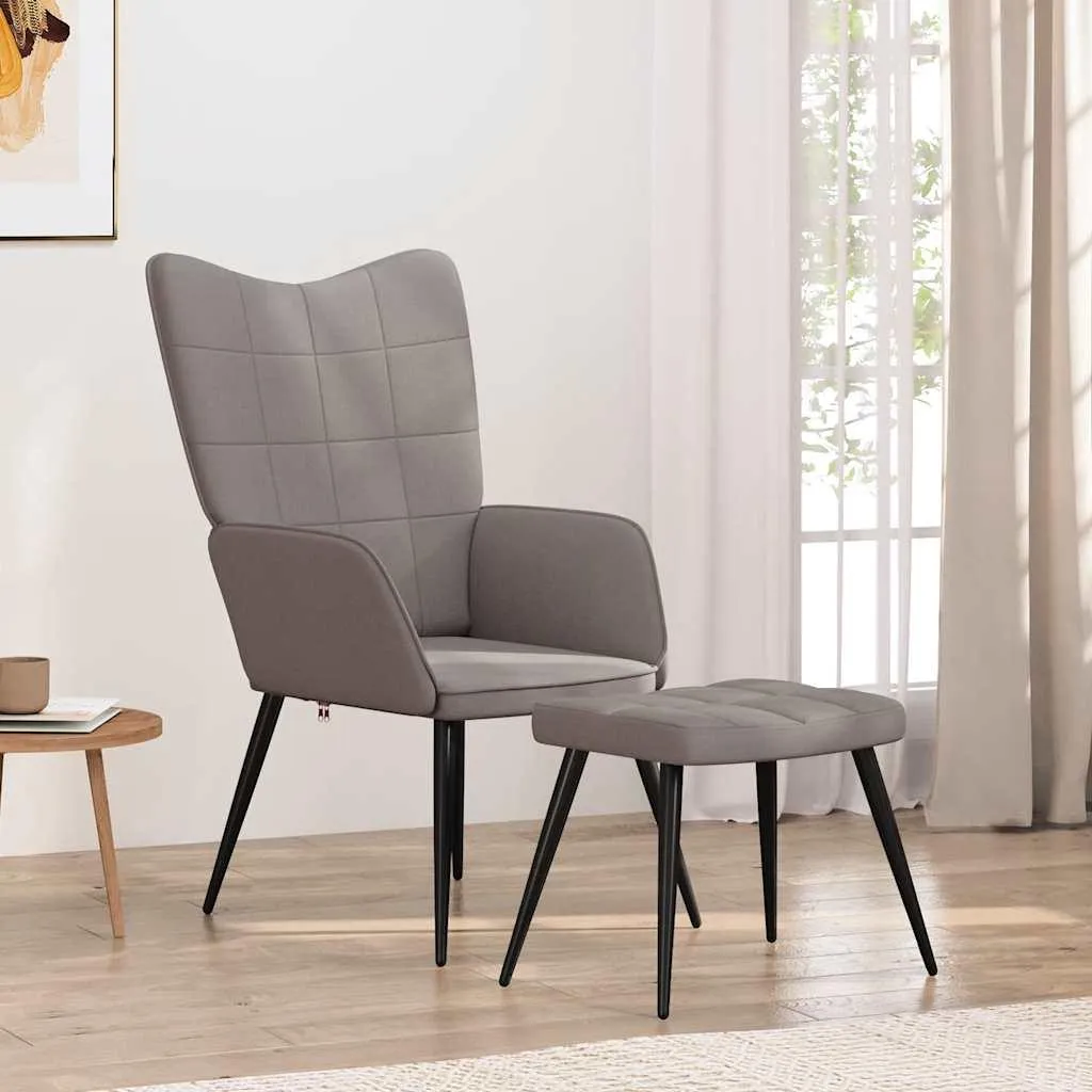Poltrona con Sgabello vidaXL per Momenti in Famiglia - Tessuto Taupe