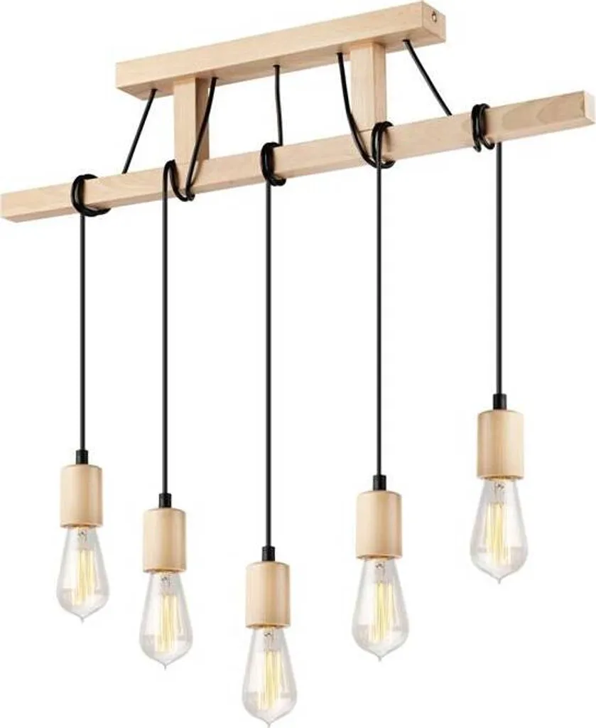Lustre suspension LEON NATURAL en bois tressé E27 diamètre 75 cm chic