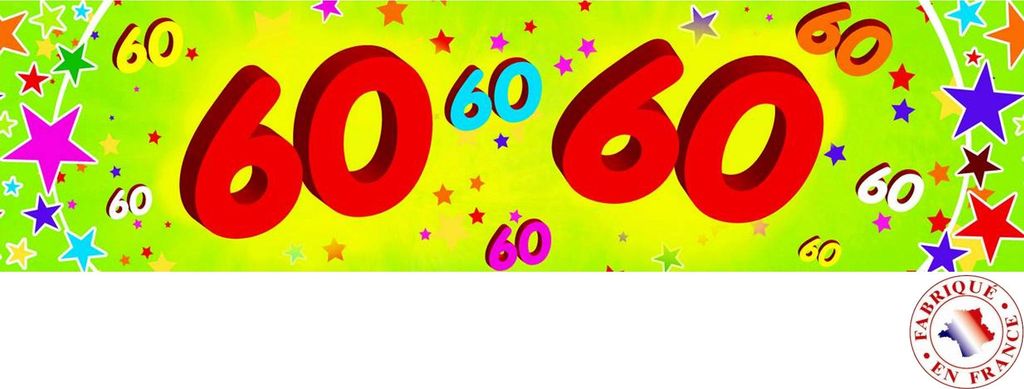 Papier Geburtstagsbanner -60 Jahre bunt 2,44 x 16 cm - Produktbild 