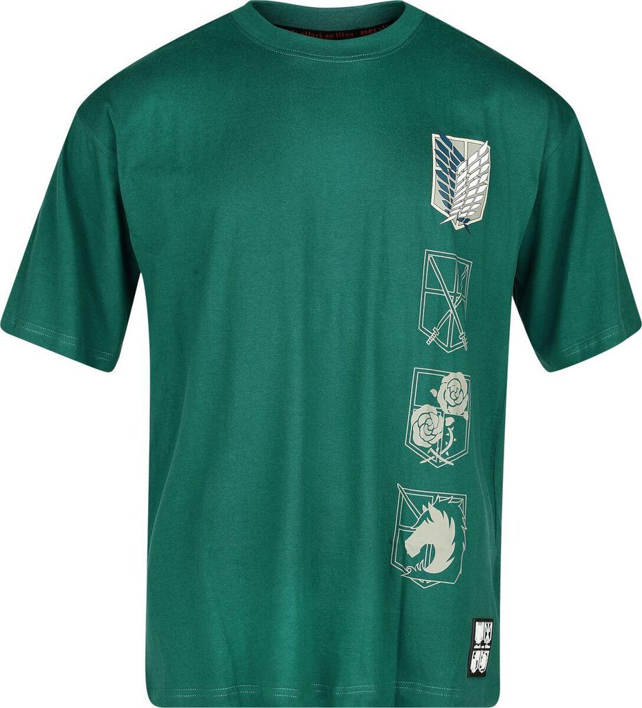 Attack On Titan T-Shirt Herren Flügel der Freiheit - Logo - Oversize grün S