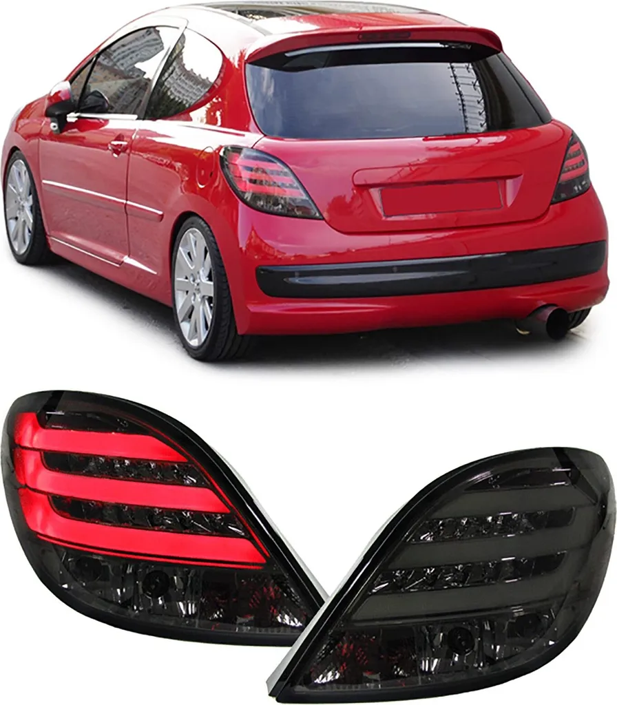 Optiques de rechange LED Lightbar finition noire pour Peugeot 207 Berline