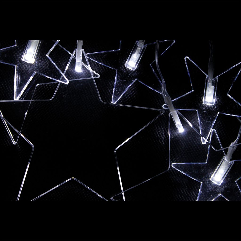 8 LED Sternenvorhang Lichtervorhang Lichterkette Timer kaltweiß + Saugnäpfe