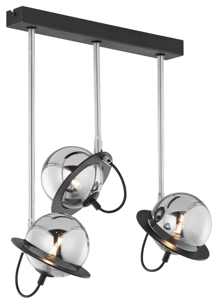 Plafonnier Suspension Design Métal Noir 3 Lumières PLANET 50 cm Jupiter
