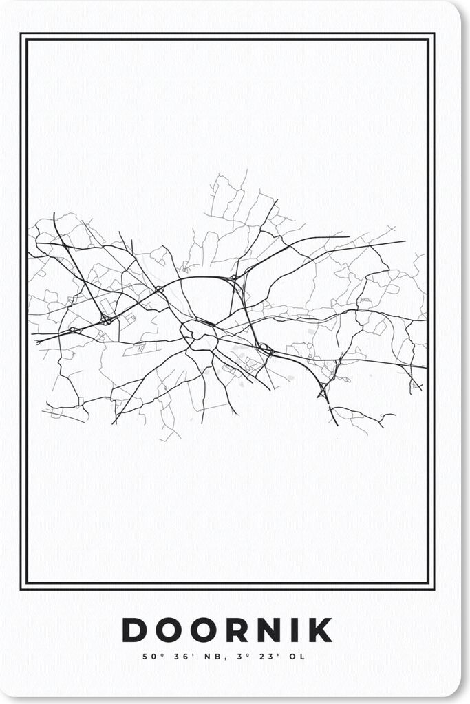 MuchoWow Mauspad Mousepad Karte - Tournai - Schwarz und weiß - Stadtplan - Belgien 40x60 cm - Mousepads - Maus Mat - Pad - Mausunterlage - Schre...