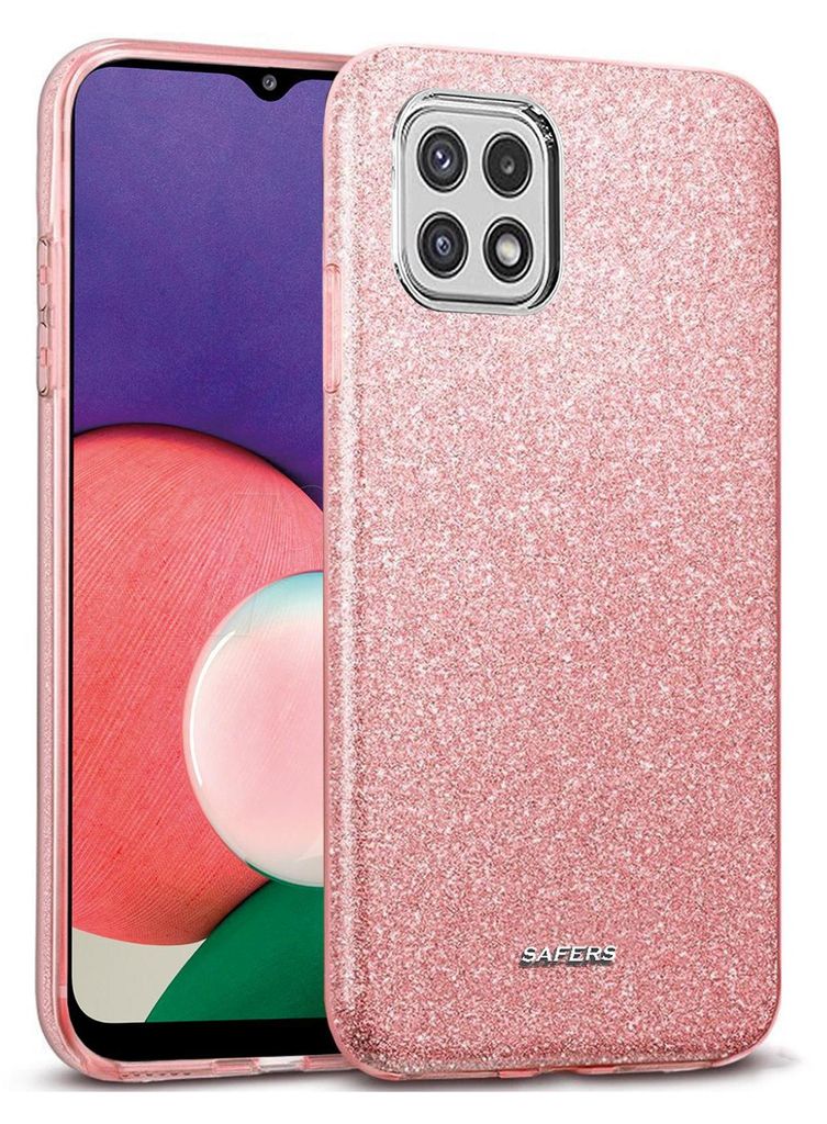 Handy Case für Samsung Galaxy A22 5G Hülle Glitzer Cover TPU Schutzhülle, Rosegold