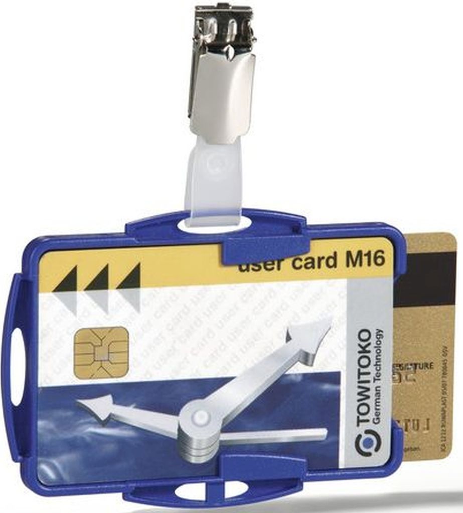 Ausweishalter Duo mit Clip 54x85mm VE=6x25 Stück blau