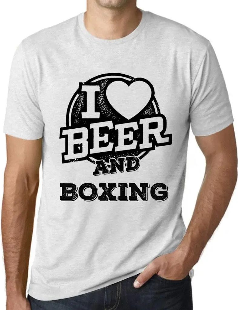 Herren Grafik T-Shirt Ich liebe Bier und Boxen – I Love Beer And Boxing – Öko-Verantwortlich Vintage Jahrgang Kurzarm Lustige Druck Geburtstag