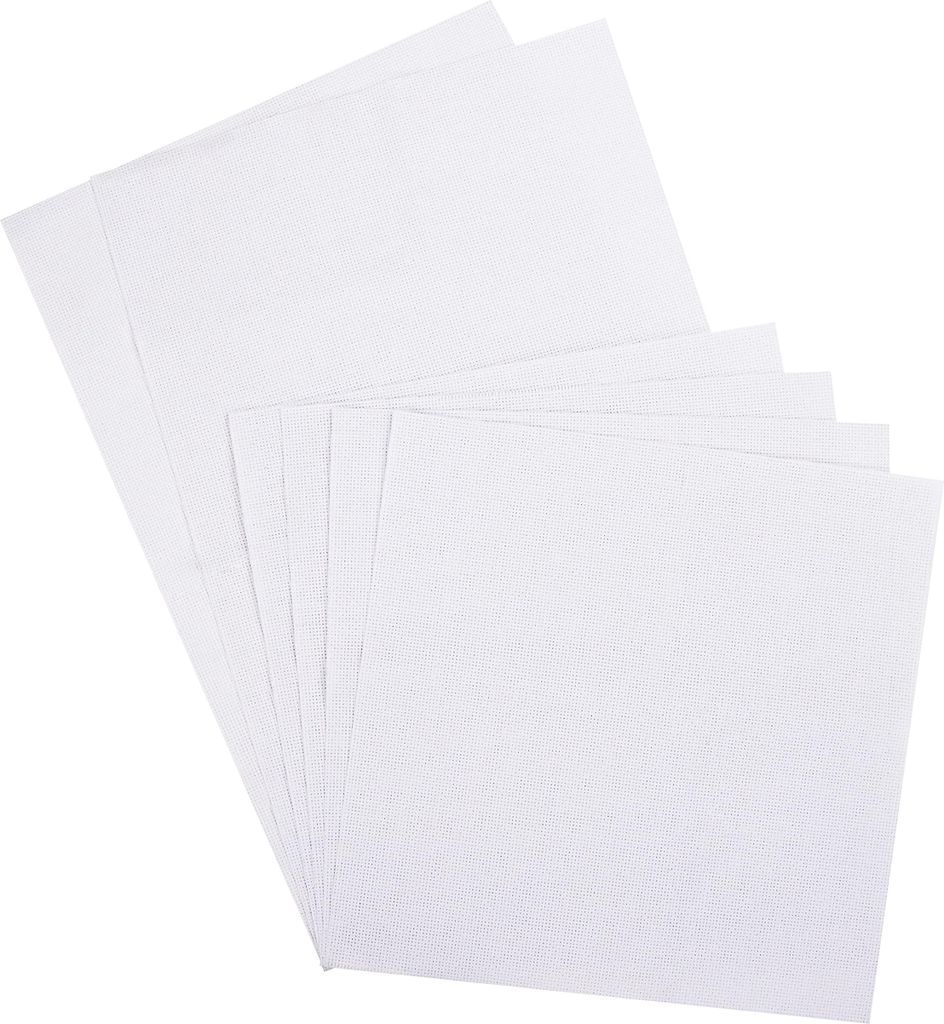 HANDI STITCH Kreuzstich Stoff (6er Set) – Zwei 30 x 45 cm & Vier 30 x 30 cm - Aida Stoff zum Sticken – 14 Count Weißer Punch Needle Stoff für
