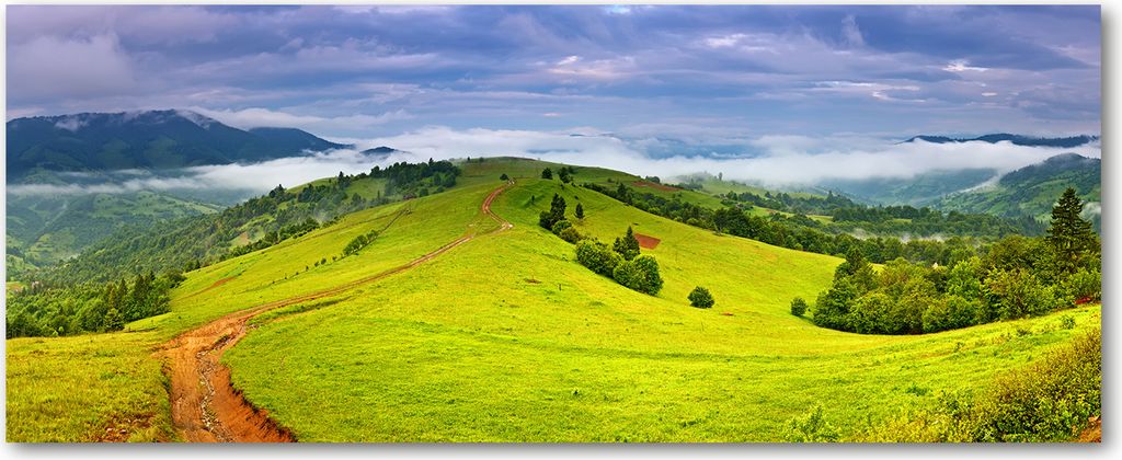 Tulup Leinwandbild - 125x50 cm - Wandkunst - Drucke auf Leinwand - Leinwanddruck - Landschaften - Grün - Grüne Hügel