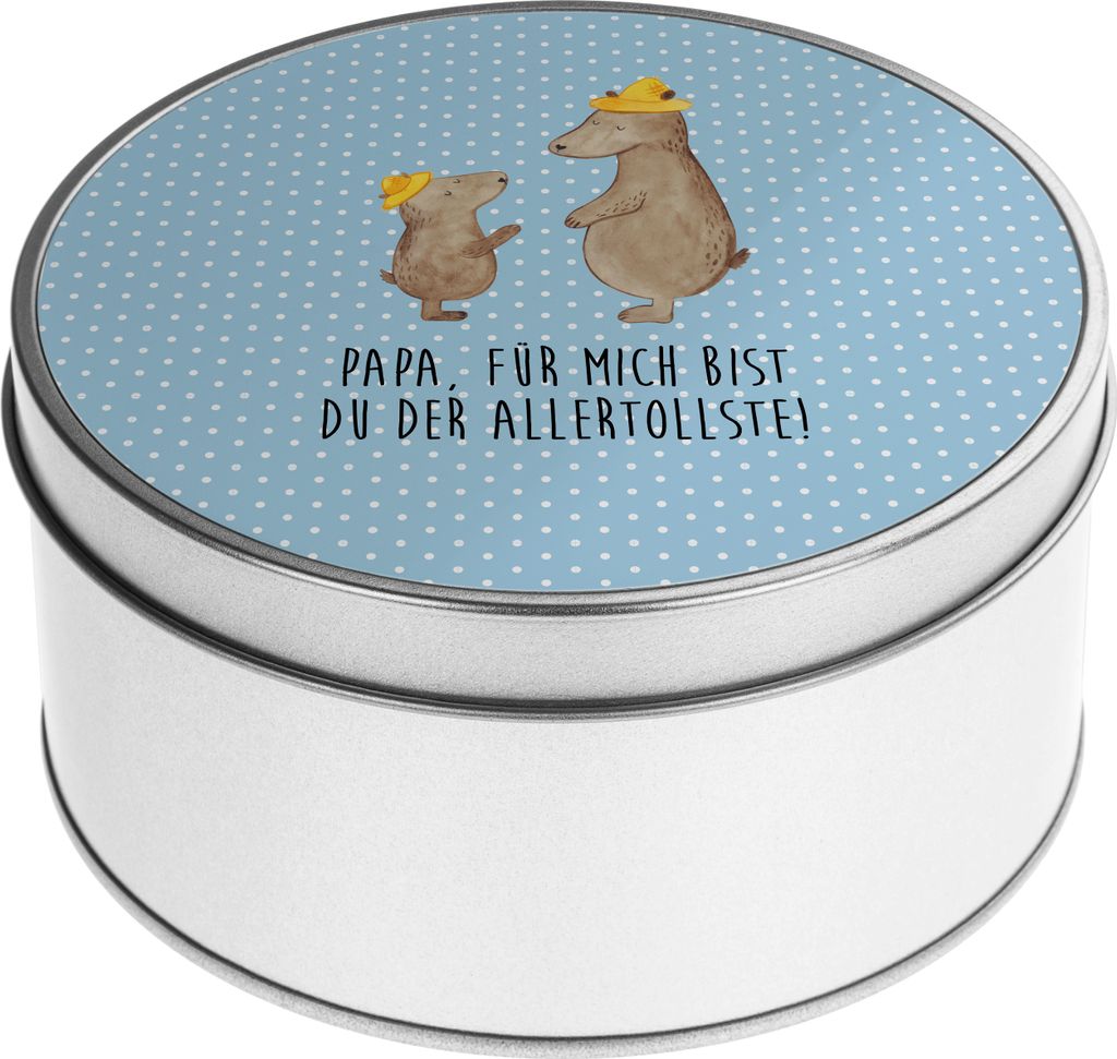 Mr. & Mrs. Panda Dose Bären mit Hut - Blau Pastell - Geschenk, Metalldose, Keksdose, Vatertag, zuckerdose, Aufbewahrungsdosen, Bruder, Family, Dad...
