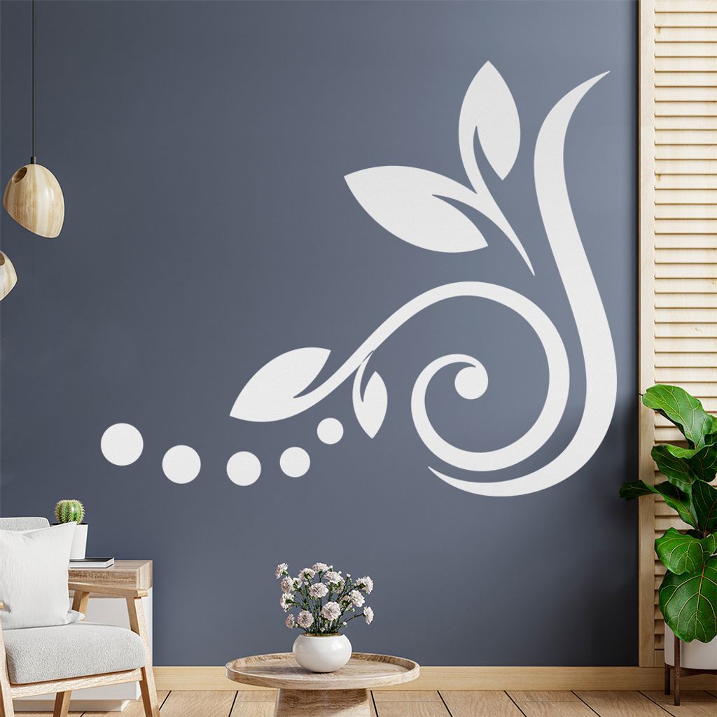 Blume - Linien Punkte Wandtattoo in 6 Größen - Wandaufkleber Wall Sticker - Dekoration, Küche, Wohnzimmer, Schlafzimmer, Badezimmer