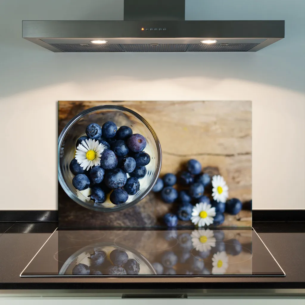 Piastra Vetro 80x52 per Piano Ceramica | Copertura e Paraspruzzi Frutta Blu - 11
