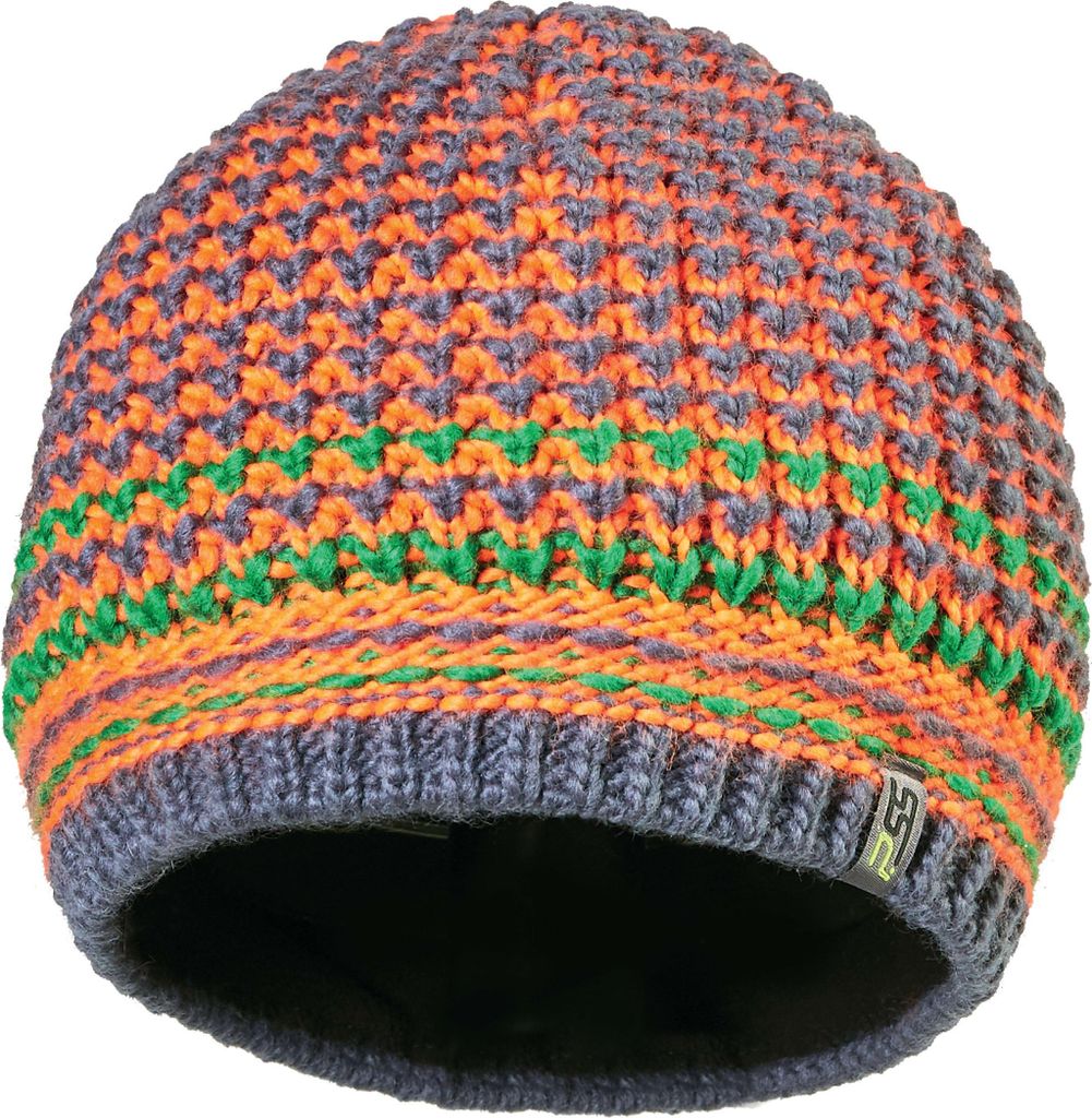 PSS StrickMütze mit Fleece Innenrand Orange/Grau Größe OneSize