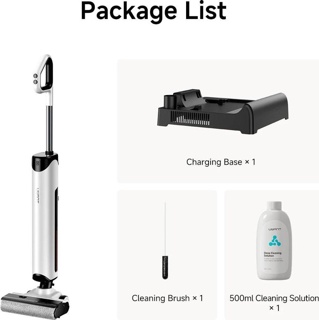 Akku Nass-Trockensauger Wischsauger - D500 - 17.000 Pa - 65°C Heißlufttrocknung - AI-Selbstreinigung - 3-seitige Kantenreinigung - LCD - 30–59 Min