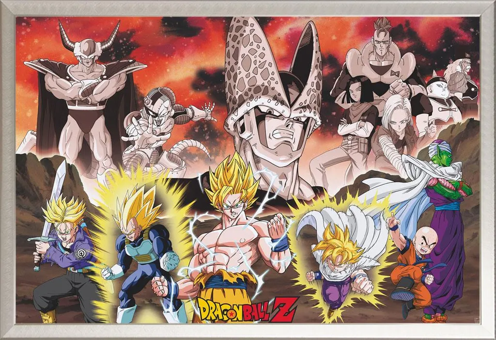 Poster Dragon Ball Z Protégé sous Cadre Alu Shinsuke et Vitre Acrylique
