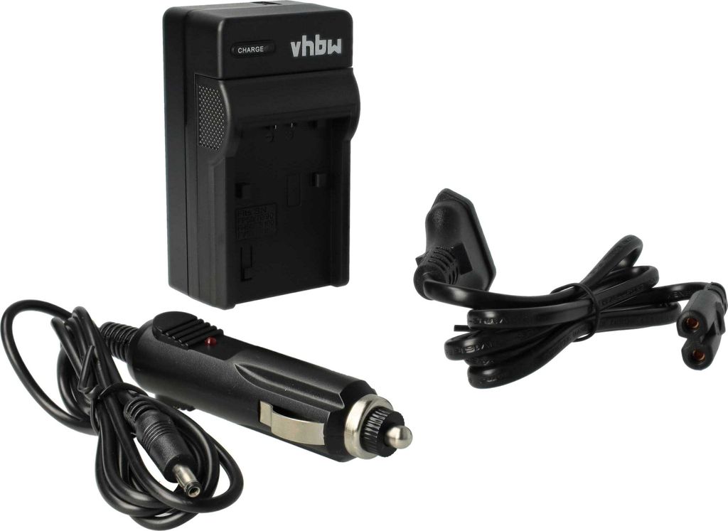 vhbw Ladegerät kompatibel mit Sony Handycam HXR-NX30, HXR-NX30E, HXR-NX70 Kamera Camcorder/Akku - Ladeschale, Kfz-Adapter, Ladeanzeige, 4,2 V