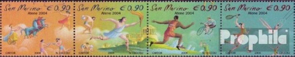 Briefmarken San Marino 2004 Mi 2150-2153 Viererstreifen (kompl.Ausg.) postfrisch Olympische Sommerspiele04