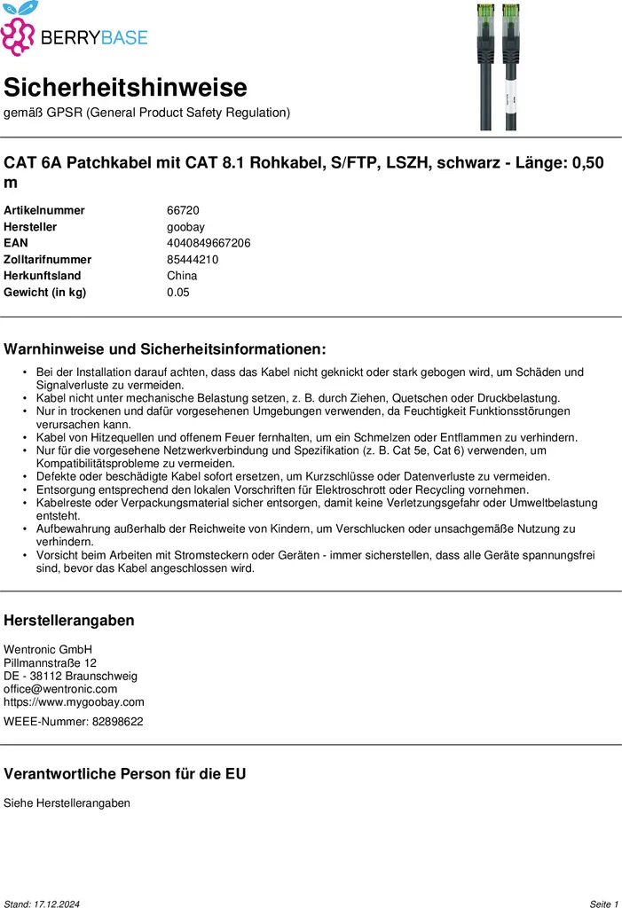 Cavo LAN Premium Goobay CAT 8.1 0.5m Nero - Performance e Design - 15
