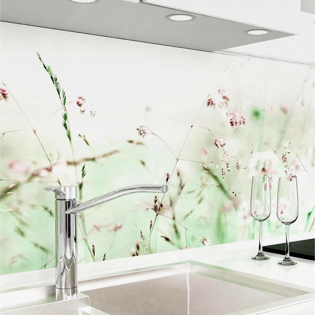 Selbstklebende Küchenrückwand - Matt - Spritzschutz für die Küche - verstärkte PET-Folie - 0,4 mm - Blumenwiese - 60 cm x 280 cm