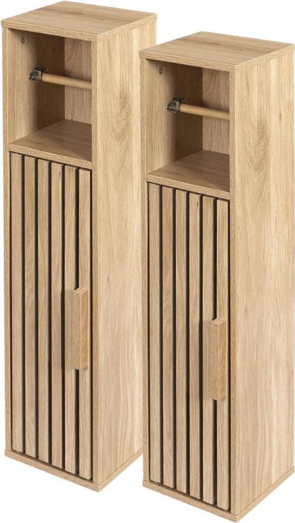 Nordix Toilettschrank WC-Schrank Badezimmerschrank WC-Rollenhalter Toilettenpapierhalter Stehend Holz
