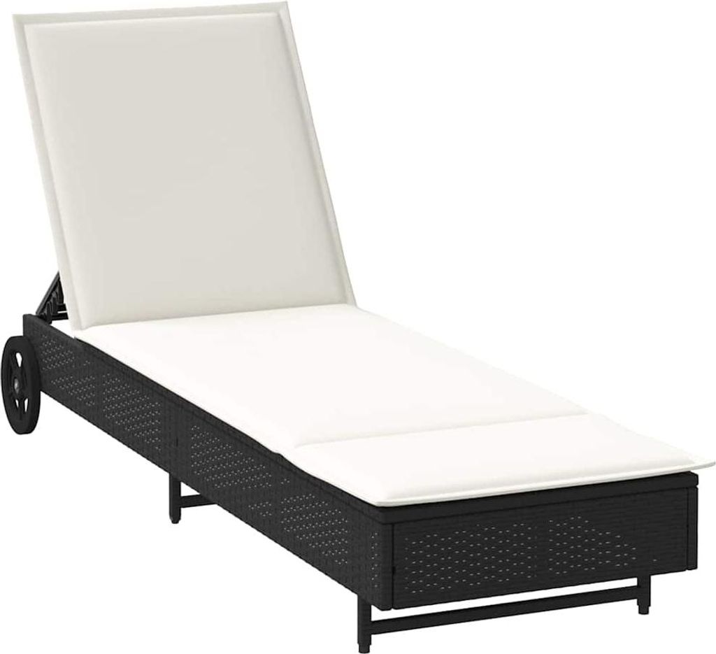 vidaXL Sonnenliege mit Rollen und Auflage Schwarz Poly Produktbild 