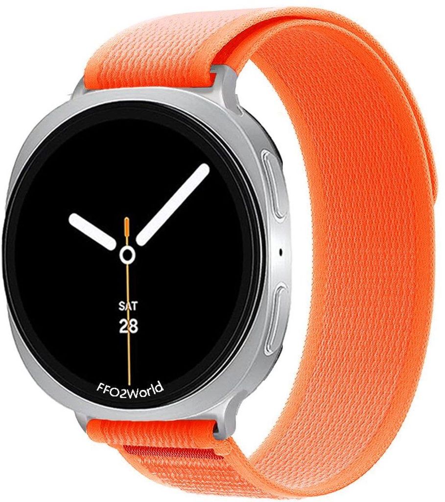 FFO2World Trail Loop Nylonarmband – Kompatibel mit Galaxy Watch 8 (40/44 mm) / 8 Classic (46 mm) – Sportarmband mit Klettverschluss – Orange