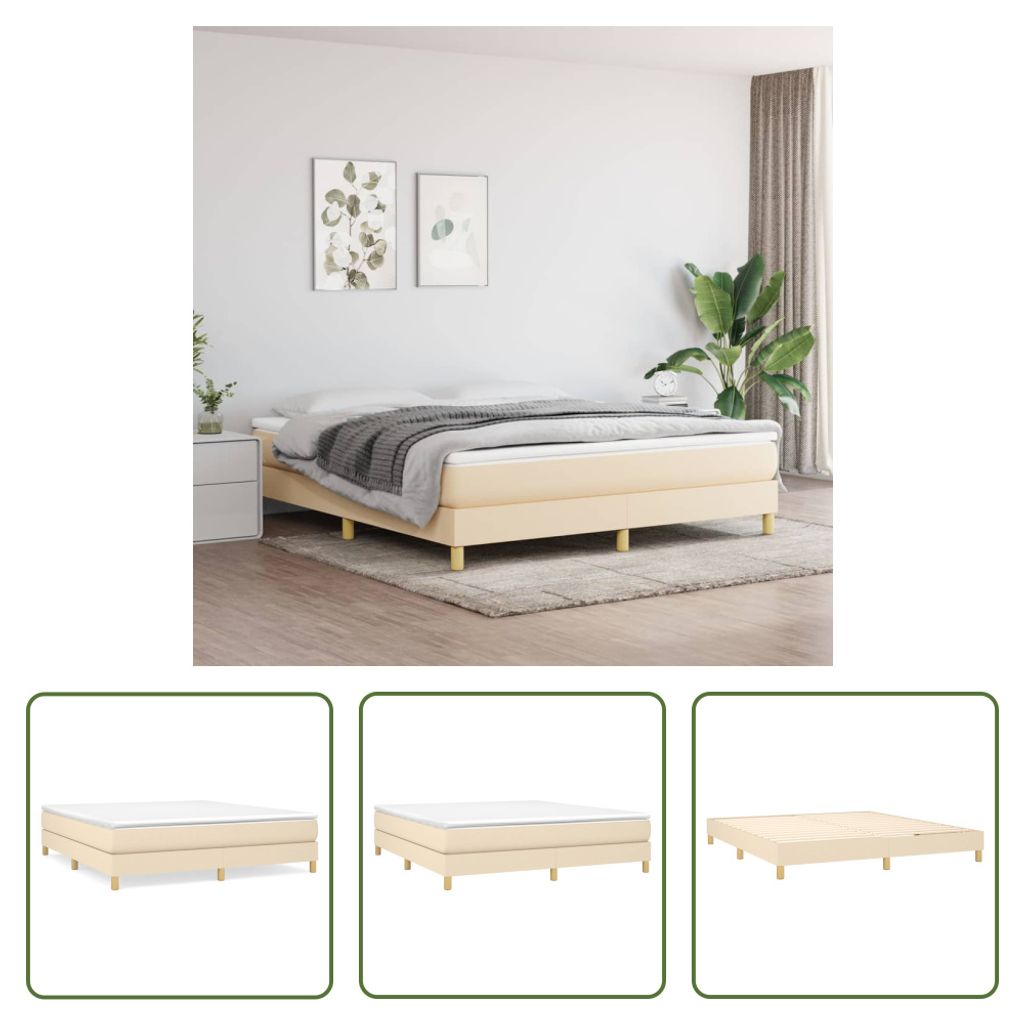The Living Store Bettgestell Creme 180×200 cm Stoff