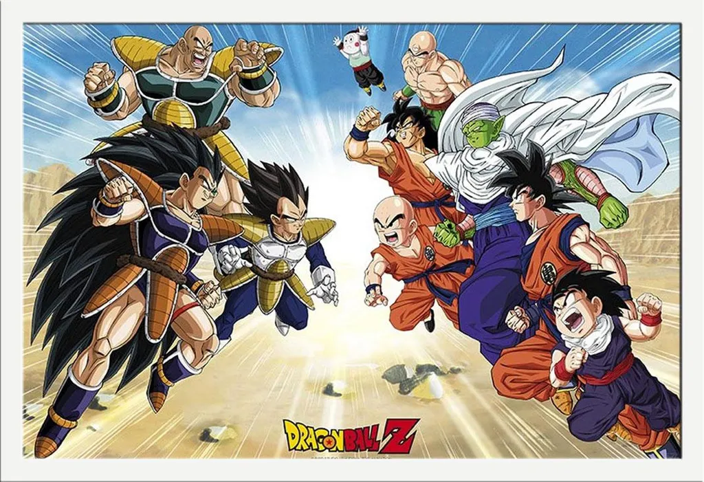 Dragon Ball Z Poster Saga Saiyan Cornice Shinsuke Bianco Acrilico