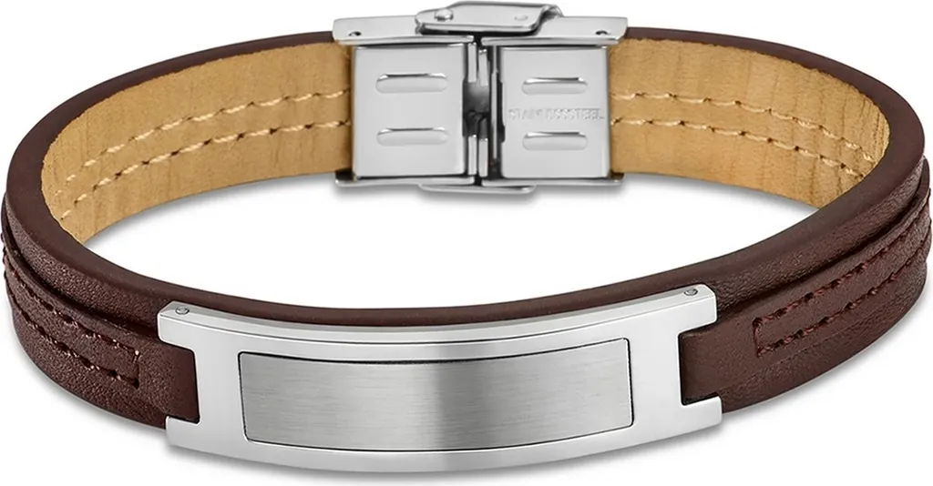 Bracelet Lotus Style LS1808-2/1 Homme en Cuir et Acier Argenté et Brun