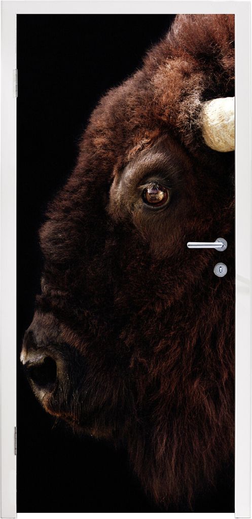 MuchoWow Türtapete Selbstklebende Türfolie Bison - Horn - Porträt 95x215 cm Türposter Türaufkleber Klebefolie Türklebefolie - Tür Tapete -...