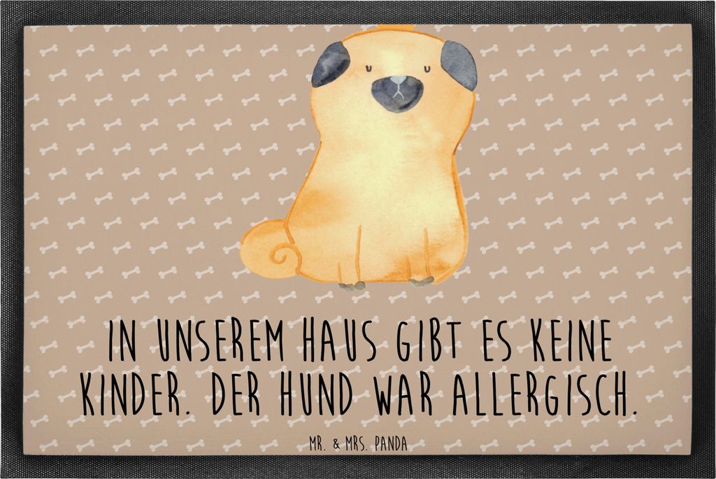Mr. & Mrs. Panda Schmutzmatte Mops Krone 50 x 75 cm - Hundeglück - Geschenk, Haha, Sprüche, Allergisch, Königlich, Gummimatte, Fussmatte, fußma...