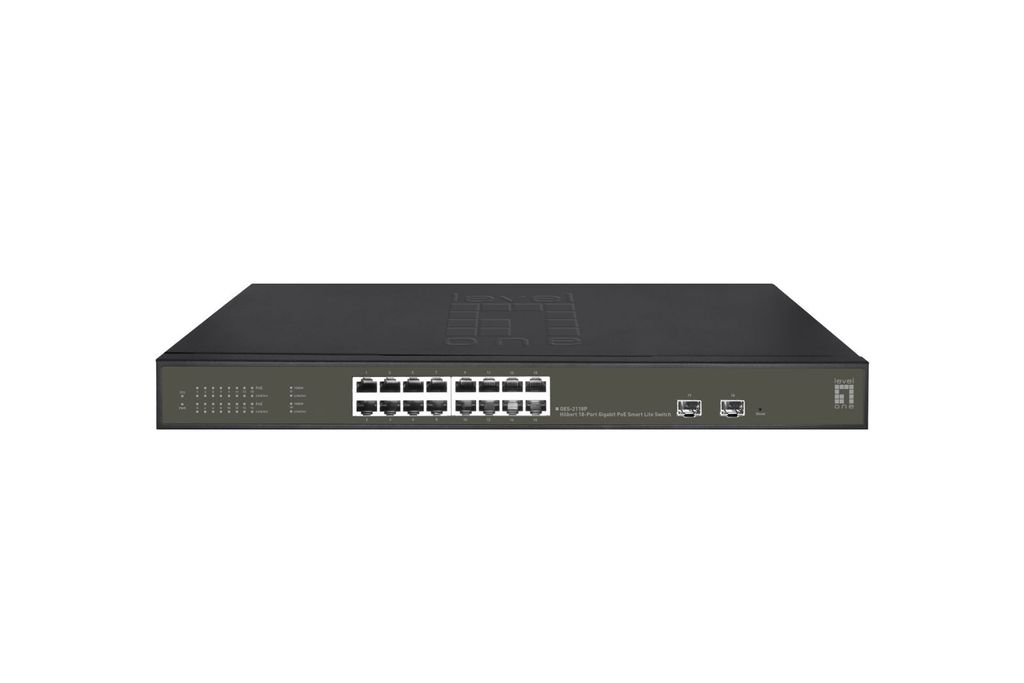 LevelOne Hilbert GB/SL PoE Switch 16xPoE+/2xSFP 230W 1Gbps